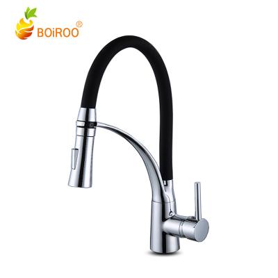 China Pull Out BOiROO Color Tube Kitchen Brass Faucet 1080 Flexible Spray Pull-Down Sink For Tap Hot And Cold Mixing for sale