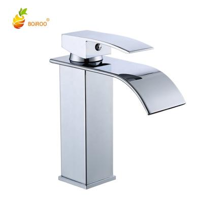 China BOiROO Bathroom Faucets Single Handle Hole Basin 304 Brass Metered Stainless Steel Chrome Plated Hot And Cold Water Faucet for sale