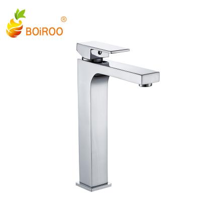 China BOiROO Square White Large Single Hole One Handle Bathroom&Kitchen Water Basin Basin Mixer Tap Single Pedestal Metered Faucets for sale