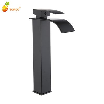 China BOiROO Single Handle Wall Mounted Basin Classic Plastic Metered Black Body High Top OEM Customized Style Surface Ceramic Practice Faucet for sale