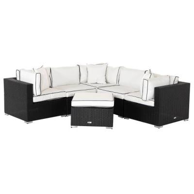 China New Design 2021 Traditional Black Chocolate Aluminum Wicker Corner Sofa Set for sale