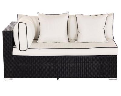 China Traditional Monaco Rattan Garden Day Bed Sofa in Black and Vanilla for sale