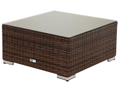 China Modern Florida Rattan Garden Ottoman/Coffee Table in Chocolate and Coffee Creamer Prep with Outdoor Cover for sale