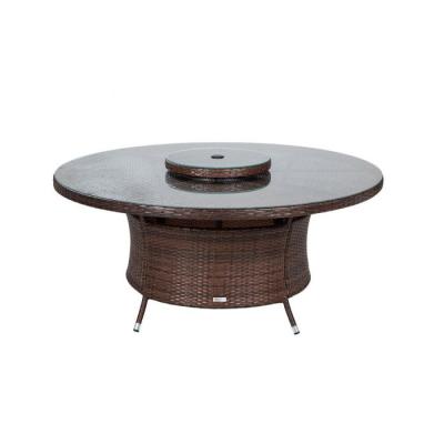 China Traditional Exquisite Round Glass Dining Table Large With Two Color Dark Chocolate for sale