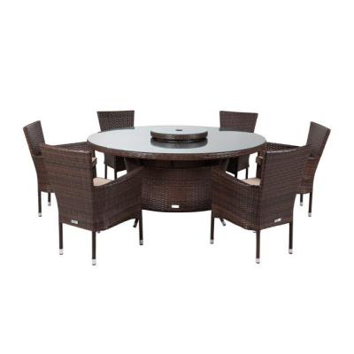 China Traditional exquisite workmanship large round dining table with wicker glass and aluminum for sale