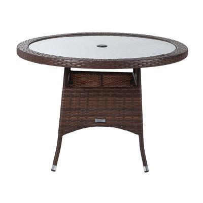 China Traditional China Well Made Dark Chocolate Aluminum Wicker Small Round Dining Table for sale