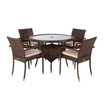 China Traditional Wholesale Cozy Small Round Dining Table With Wicker And Aluminum Glass for sale