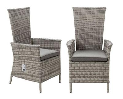 China Modern pair of reclining rattan garden chairs in gray for sale