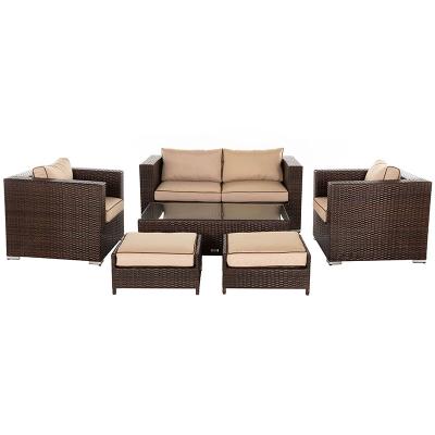 China Traditional Fine Workmanship Wicker Sofa Set With Color Black Chocolate for sale