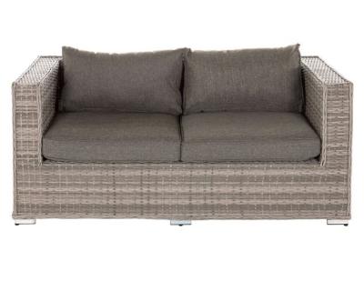 China Modern Kerchief 2 Seater Rattan Garden Sofa In Gray With Outdoor Cushion And Stools Cover for sale