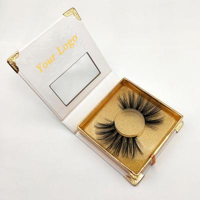 China 25mm Natural Soft Wholesale Faux Mink Lashes With Custom Packaging Box for sale