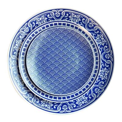 China Viable Style Turkish Ceramic Tableware Halloween Bone China Dinnerware Blue Dinner Set for sale