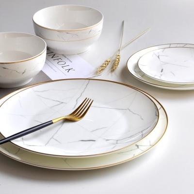 China White Marble Bone China Dinnerware Set Design Dinnerware Wedding Tableware Custom Viable Fine for sale