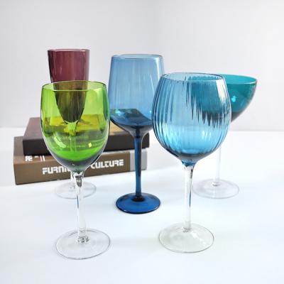 China Viable Colored Transparent Glass Wine Stemware Goblet Wine Glass Supply for sale