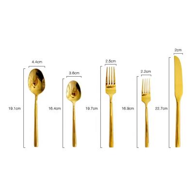 China Viable Wholesale Wedding Flatware Travel Cutlery Sets Stainless Steel Gold Plated Spoon Fork Set for sale