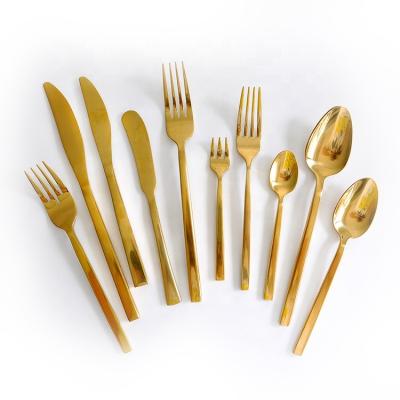 China Sustainable Luxury Matte Gold Stainless Steel Flatware Set , Cutlery Set for sale