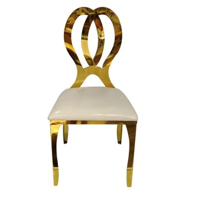 China Wholesale Luxury Removable Cover Furniture Banquet Chairs For Wedding Event Party Gold Stainless Steel Metal Stackable Dining Chair for sale