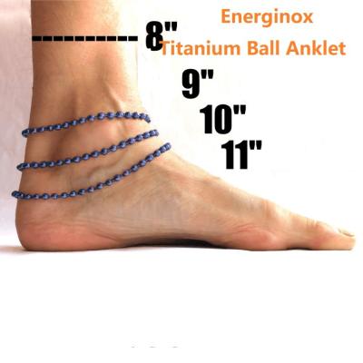 China Energinox casual/sporty trending 3mm titanium silver and blue ball anklet chain from TI999 for women for sale