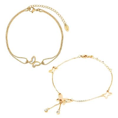 China Wholesale Cute Spiritual Energinox Fashion Foot Jewelry Women Ankle Bracelet18K Gold Plated Stainless Steel Butterfly Anklet Chain for sale