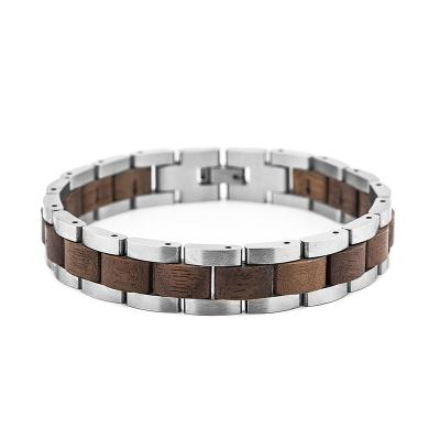 China Latest Energinox CLASSIC Agar Solid Wood Hand String Between Stainless Steel Blanks Bracelet for sale