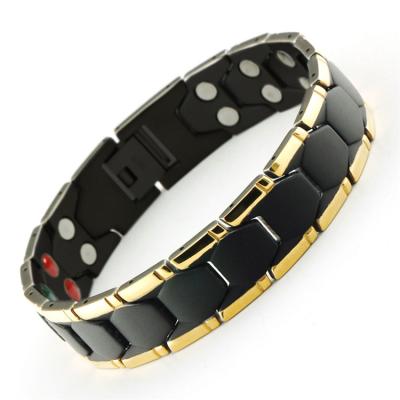 China Wholesale Titanium Gold Titanium Men's Inox Health Magnetic Energy Bracelet for sale