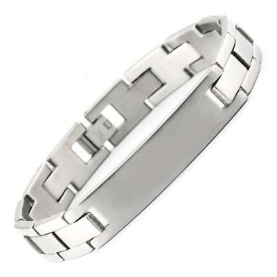 China Custom Bulk Personalized Unisex Energinox Stainless Steel Name Blank Logo ID Bracelet For Men for sale