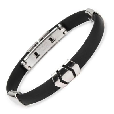 China Energinox Cool Ion Cool Men's Negative S Power Metal Plate Stainless Steel Silicone Wristband with Metal Clasp Buckle for sale