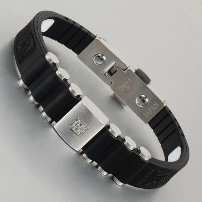 China Energinox Rubber and Silicone Silicone Therapy Magnetic Wristband Rubber Wristband for sale