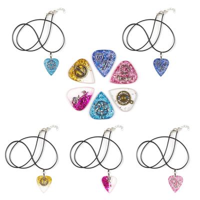 China Wholesale Hand-crafted Resin Energinox DIY Guitar Music Colorful Pick Holder Pendant Necklace for sale