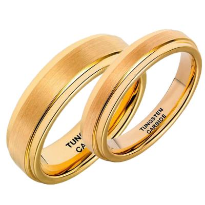 China Inox CLASSIC Good Price Gold Couple Pure White Mens Wedding Tungsten Carbide Ring Custom for sale