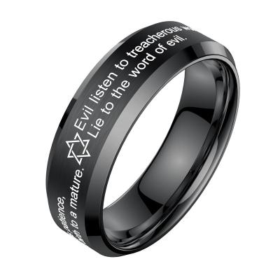 China Stylish Black Stainless Steel Inox Made in China Thumbs Up High Quality Surgical Bible Verse Jewelry 316L Stainless Steel Rings For Men for sale