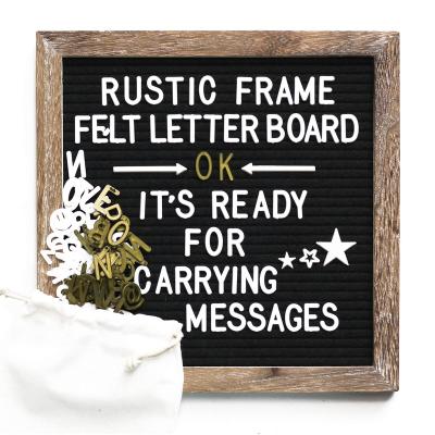 China GIFT& Rustic Letter Panel Frame Home Decor Felt Black Farmhouse Wood 10x10 Inches with Months and Days Words Cursive NC; ZHE Gift Box Ready Square for sale