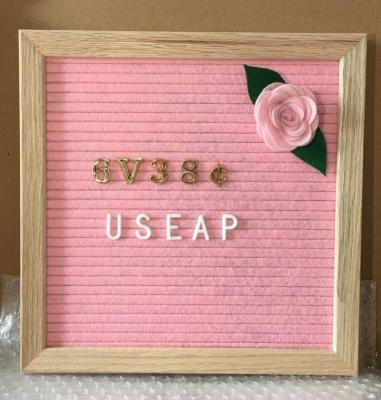 China Fashionable Pink 10*10 Letter Board Felt Wooden Natural Frame for sale