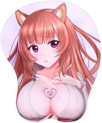 China Anti Slip Silicone Anime Cartoon Girl 3D Soft Sexy Breast Big Boob Silicone Wrist Rest Support Mouse Pad Busty Mat for sale