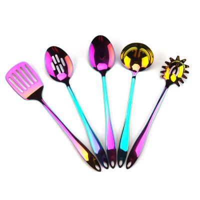 China Sustainable Colorful 5 Pcs Stainless Steel Cooking Tools Kitchen Utensil Cookware Sets Kitchen Accessories for sale