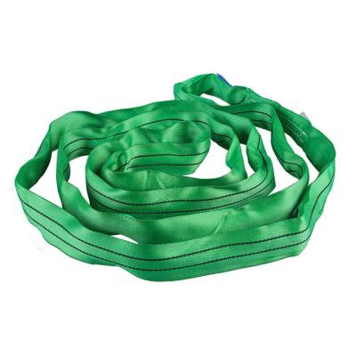 China Lifting Goods Customized Length Folded Eye Green 2 Ton Lifting Polyester Webbing Sling Belts for sale