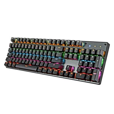 China Blue Backlight Good Quality 104keys RGB Metal Switch Wired Mechanical Gaming Keyboard for sale