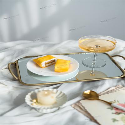 China Modern Mirror Trays Wholesale Luxury Round Storage Charms Gold Glass Acrylic Vanity Custom Metal China Serving Decorative Mirror Tray for sale