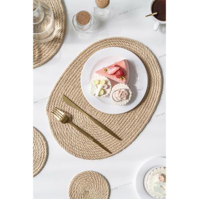 China Viable Modern Unique Handmade Jute Weave Christmas Coaster Fruit Coffee Wine Wine Coaster Sets for sale