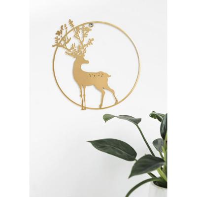 China Wholesale Minimalist Gold Metal Deer Decoration Hanging For Living Room Bedroom For Wall Art Home Decor for sale