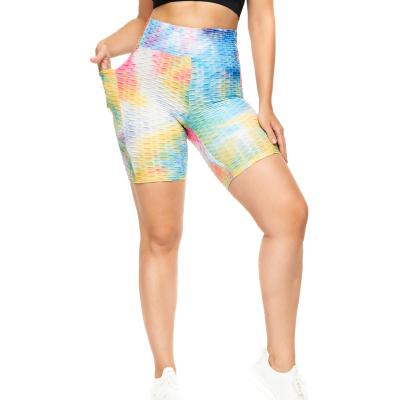 China OEM custom wholesale QUICK DRY printing fashion logo workout plus size summer bubble yoga women's shorts for sale