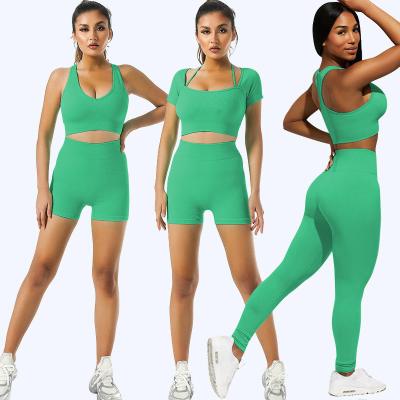 China QUICK DRY zipper knit 4 piece leggings sports yoga women gym fitness sets clothing jumpsuit sweatsuit for sale