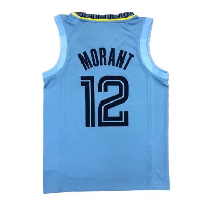 China Ja Morant 12 Team Design Breathable Sport Wear Blue Basketball Uniform New Latest Season Custom Basketball Shirt Tank Top for sale