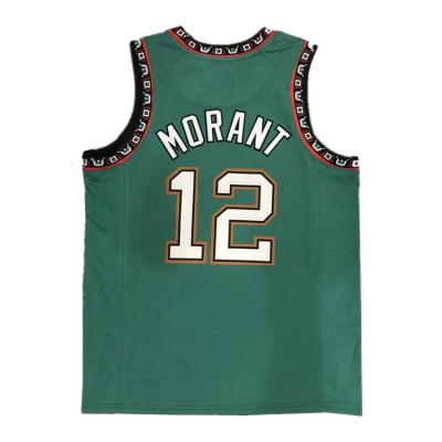 China 2022 Latest Season Team Sport Basketball Wear Uniform Shirt Ja Morant 12 Printing Green Breathable Customize Basketball Tank Top for sale