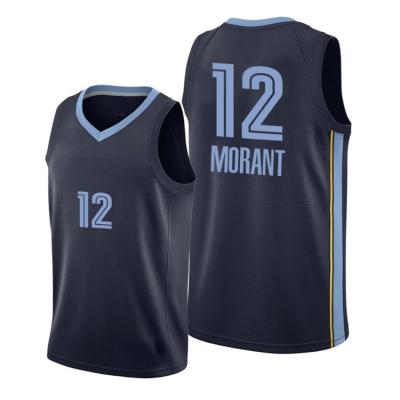 China 2022 New Sale Team Design Ja Morant 12 Custom Wear Basketball Uniform Black Quick Dry Breathable Warm Tank Top Shirt for sale