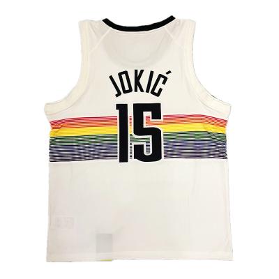 China Wholesale Bulk Breathable Team Sport Basketball Shirt Kit Nikola Jokic 15 White Custom Basketball Price Wear Uniform Tank Top for sale