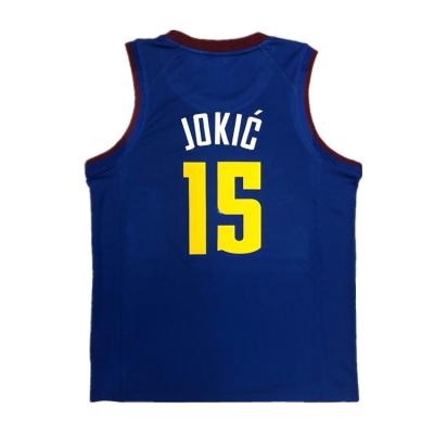 China Cheap Price Team Sport Basketball Uniforms Shirt Hot Sale Breathable Wear Nikola Jokic Print Breathable Blue Custom Basketball Tank Top 15 for sale