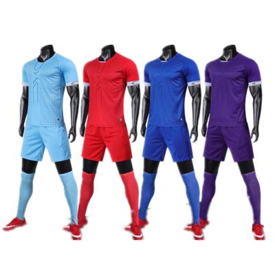 China Wholesale Price Soccer Jersey Breathable Quick Dry Shirt Set Sports Breathable Quick Dry Wear Training Kit Football Uniform Adult Kid Purple Custom for sale