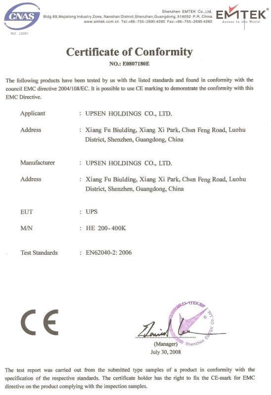  - Shenzhen UPSEN Electric Co., Ltd