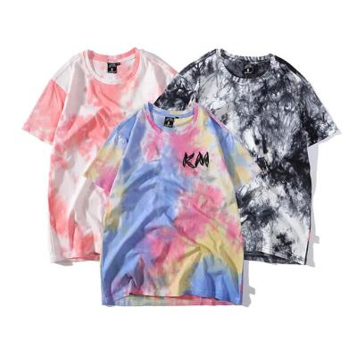 China Anti-wrinkle Custom Plus Size Men's And Women's Cotton T-shirts Tie-dye Short Sleeves for sale